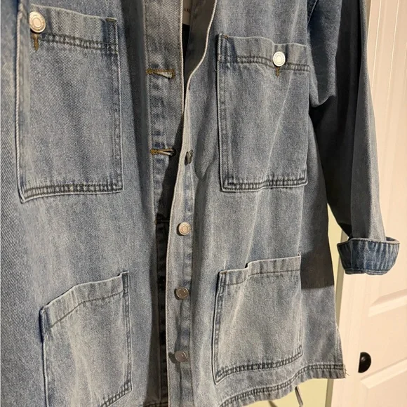 Side Tie Jean Chore Jacket - Picture 5 of 11